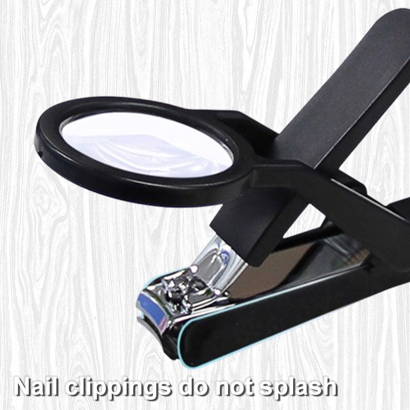 Nagelklippare med förstoringsglas & stänksäker låda