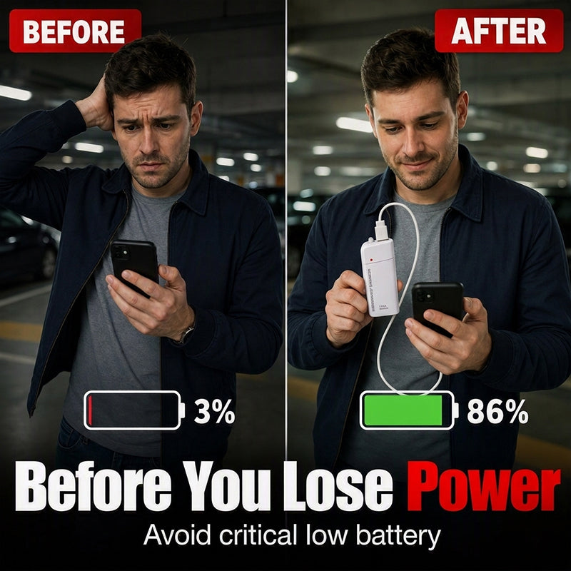 🔋 50% RABATT NU! Portabel nödladdare med AA-batterier – USB‑laddning, kompakt & med LED‑ficklampa – perfekt för resor, pendling och strömavbrott 💡📱