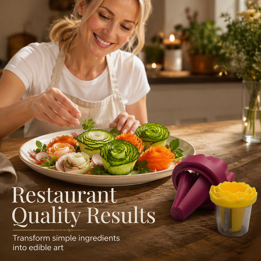 🥕✨ Manuell grönsaksspiraliserare och -krullare för att skära ut rosor – förvandla morötter till rosor i restaurangkvalitet på 60 sekunder! 🌹