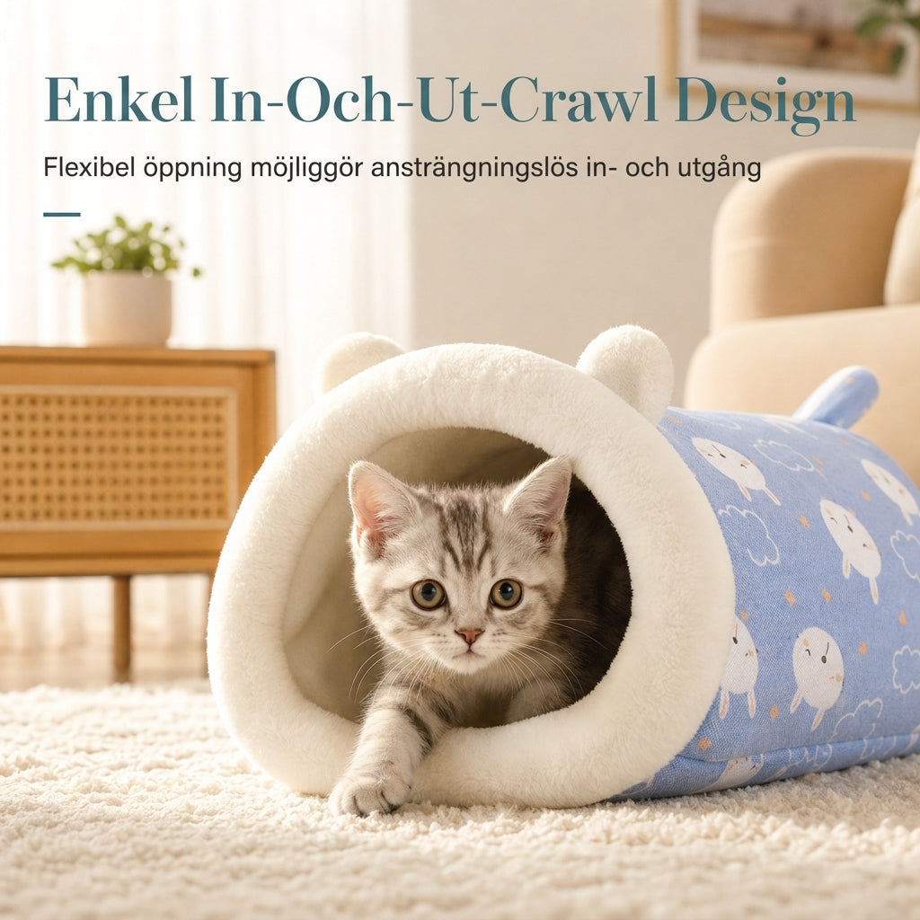 ✨50% RABATT NU! !✨🐱Halvsluten varm sovsäck, mjuk djupsovande grottbo för husdjur med täcke för katter och små hundar