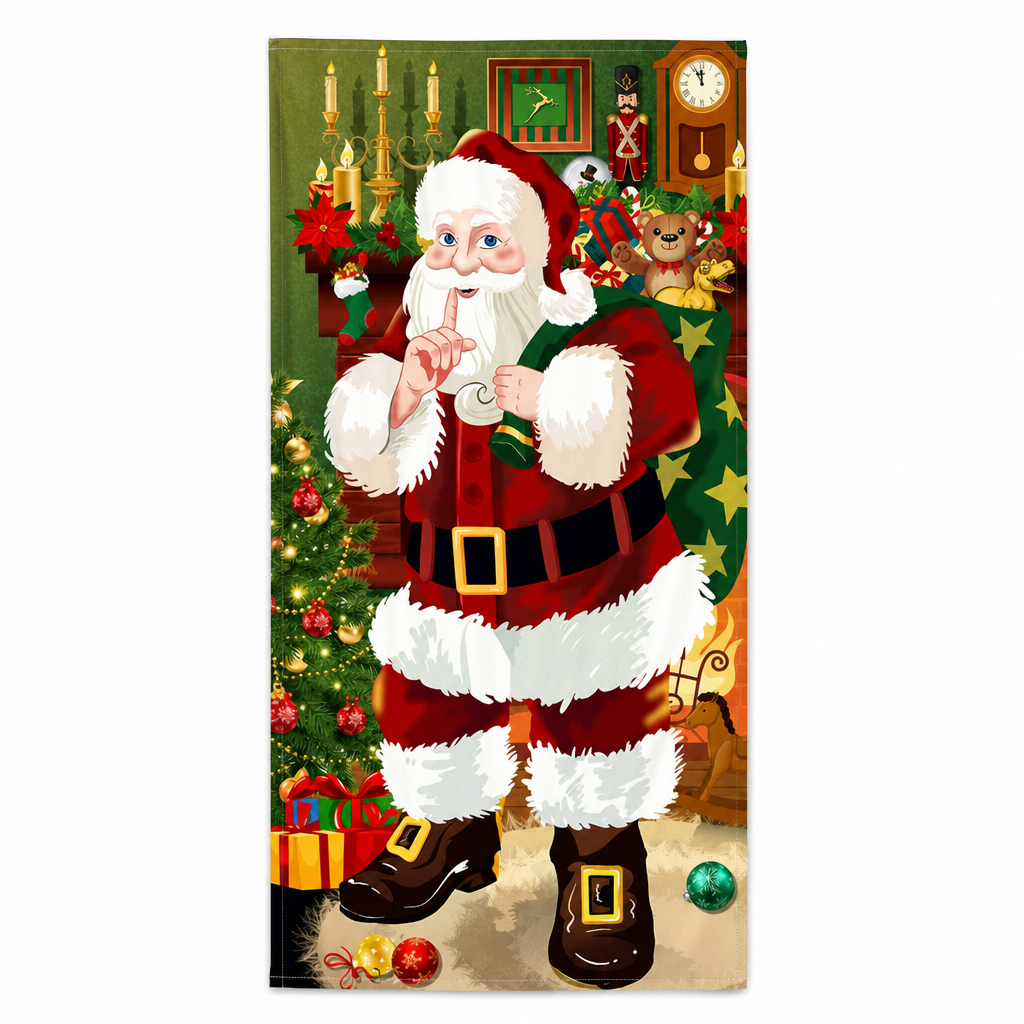 🎄 50% RABATT NU! Juldekoration för ytterdörr – festligt dörröverdrag med tomte, alver & banderoll – enkel installation på under en minut ✨