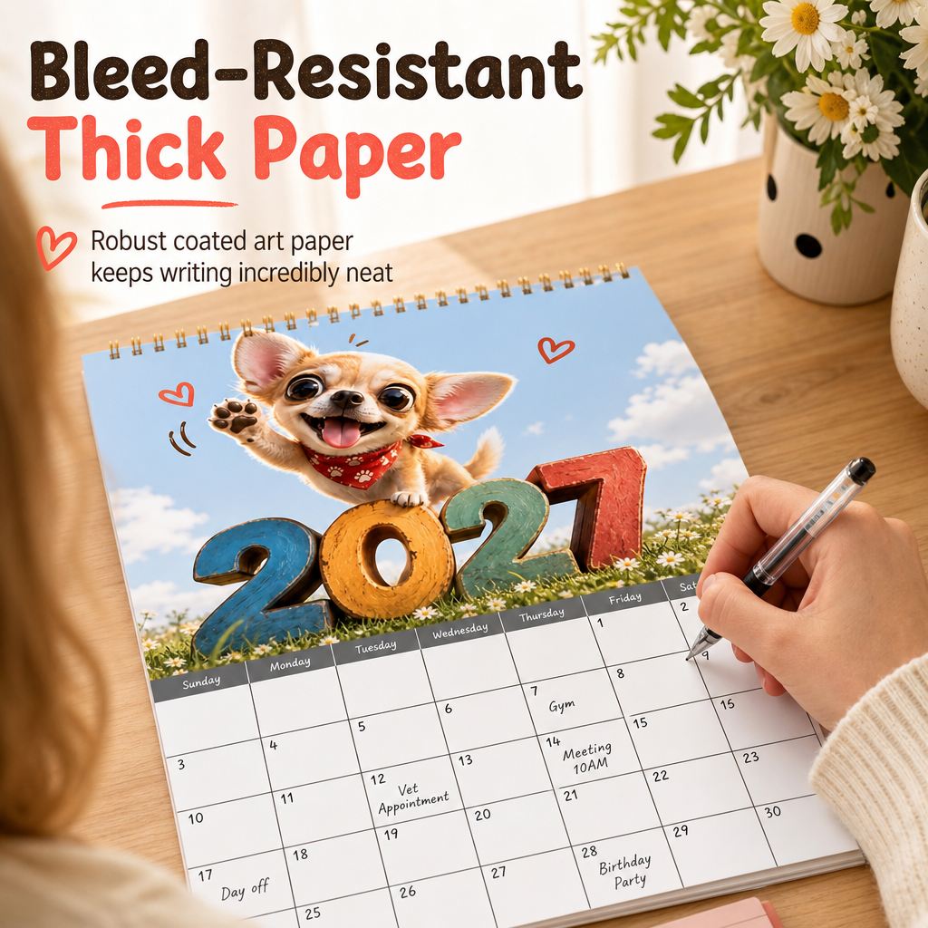 🔥🎁 Nyhet – 50 % RABATT! 🔥 Chihuahua-väggkalender för 12 månader – tolv bedårande illustrationer, tjockt papper & kompakt format – gör året sötare och mer organiserat 🐕✨